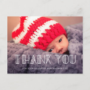 Retro script Baby shower dank u Briefkaart