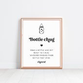 Retro Script Baby shower Fles Chug Game Sign Poster
