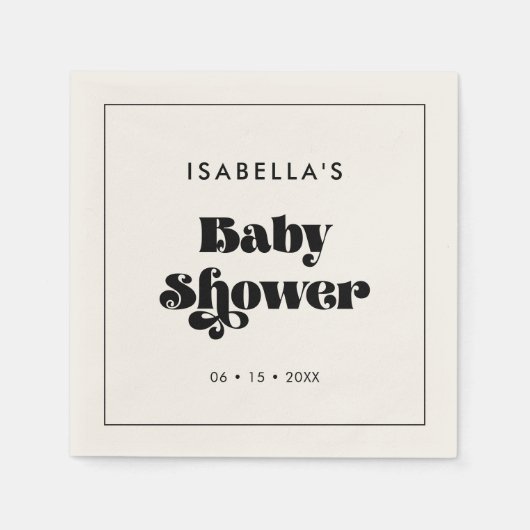  Retro Script-Baby shower Servet (Voorkant)