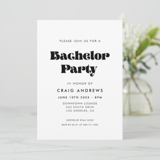 Retro Script Bachelor Party Kaart (Staand voorkant)