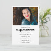 retro script Bachelorette Party foto Kaart (Staand voorkant)