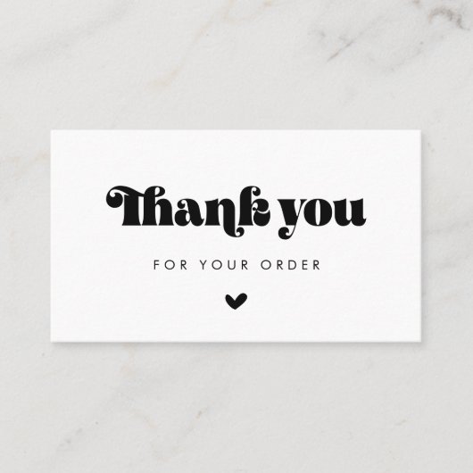  Retro Script Bedankt voor uw bestelkaart Visitekaartje (Voorkant)