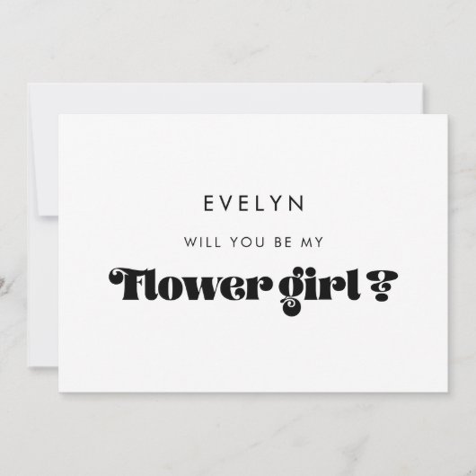 Retro Script Bloemenmeisje Proposal Kaart (Voorkant)