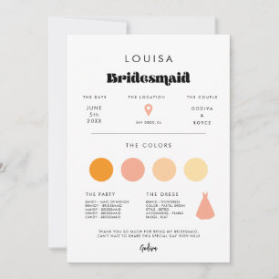  Retro Script Bruidsmeisje info kaart