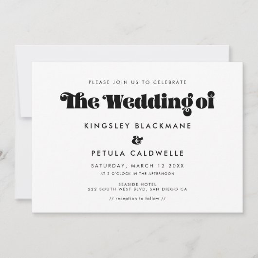 retro script bruiloft kaart (Voorkant)