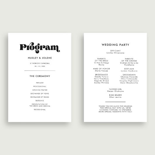 retro script bruiloft programma