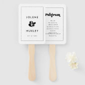  retro script bruiloft programma handwaaier (Voorkant en achterkant)