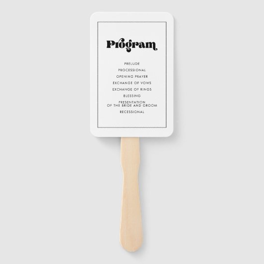  retro script bruiloft programma handwaaier (Achterkant)