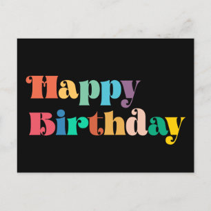retro script Colorful Happy Birthday Briefkaart