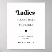 Retro Script Dames Badkamer Mand Trouwbord Poster (Voorkant)