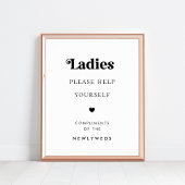 Retro Script Dames Badkamer Mand Trouwbord Poster