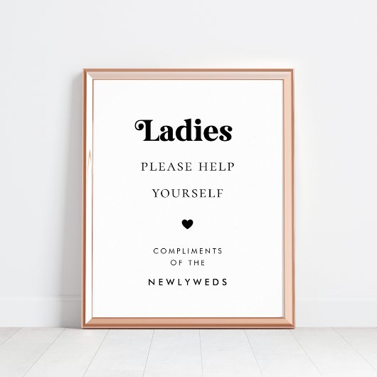 Retro Script Dames Badkamer Mand Trouwbord Poster