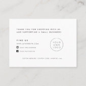 Retro Script Dank u Pakket Invoegen Kaart Visitekaartje (Achterkant)