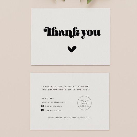 Retro Script Dank u Pakket Invoegen Kaart Visitekaartje