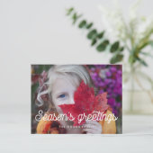 Retro script De groeten van het seizoen foto Briefkaart (Staand voorkant)
