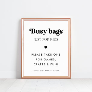 Retro Script Drukke Tassen voor Kids Hart Trouwtek Poster