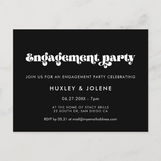 retro script Engagement party uitnodiging (Voorkant)
