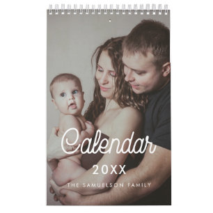 Retro script familie fotokalender 2026 kalender