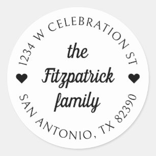 Retro Script Family Name Round Return-adres Ronde Sticker