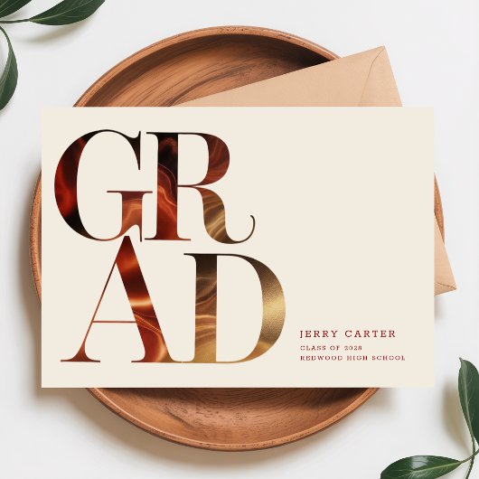 Retro Script Grad Graduate Graduation Invitation