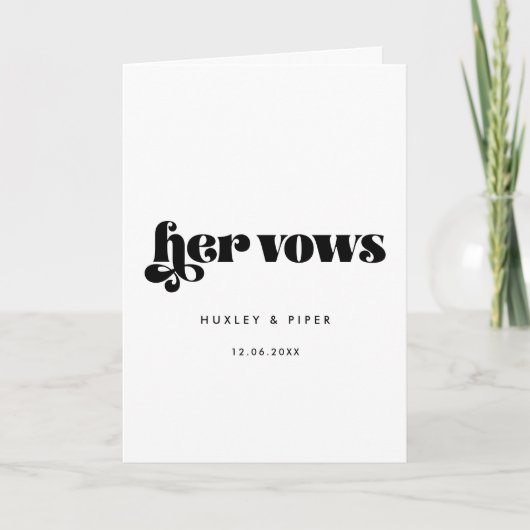  Retro Script Haar huwelijksgeloften Kaart (Voorkant)