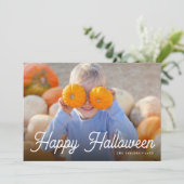 Retro Script Halloween-fotokaart Kaart (Staand voorkant)