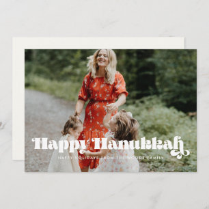  retro script Happy Hanukkah foto Feestdagenkaart
