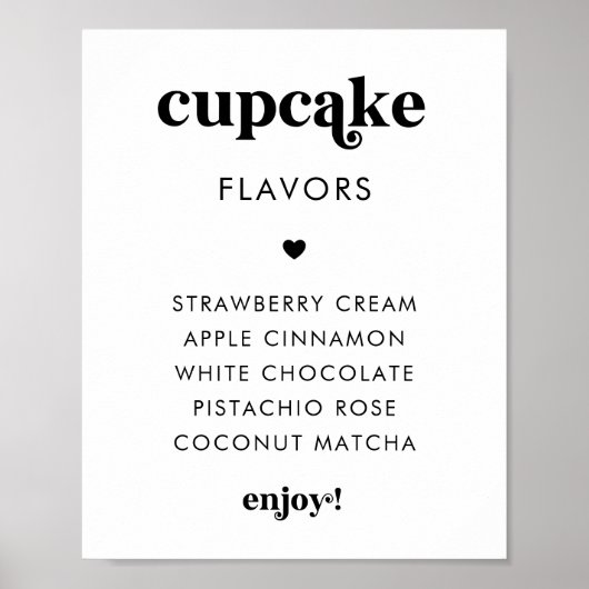 Retro Script Hart Cupcake Smaken Trouwteken Poster (Voorkant)