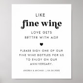 Retro Script Hart Wijn Gastenboek Trouwbord Poster (Voorkant)