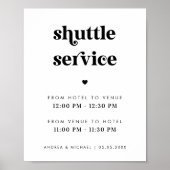 Retro Script & Heart Shuttle Service Trouwbord Poster (Voorkant)