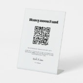 retro script Honeymoon fonds QR code Reclamebord Met Voetstuk (Voorkant)