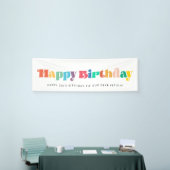 retro script Kleurrijk Happy Birthday Spandoek (Beurs)