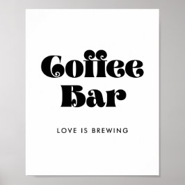  Retro Script Koffiebalkteken Poster