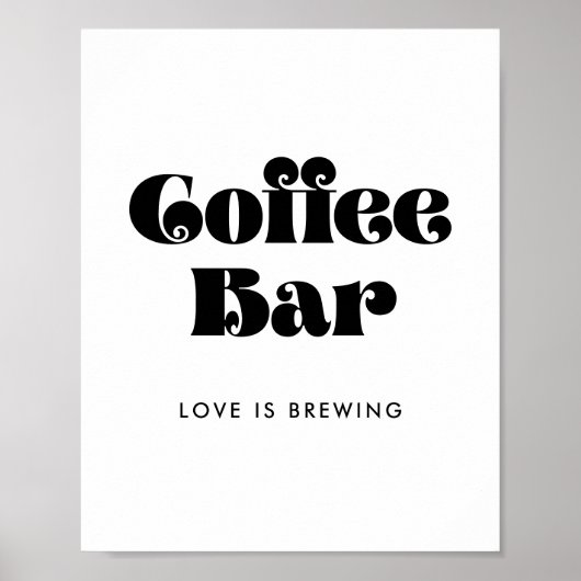  Retro Script Koffiebalkteken Poster (Voorkant)