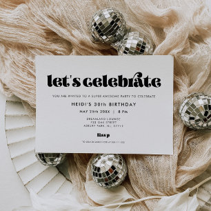 Retro Script Laten we de verjaardag vieren Kaart