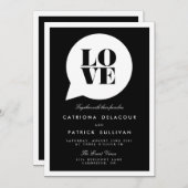 RETRO SCRIPT LOVE SPEECH BUBBLE WEDDING INVITATION KAART (Voorkant / Achterkant)