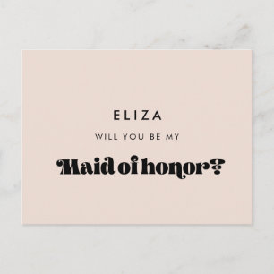 retro script Maid of Honor voorstel Briefkaart