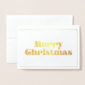  retro script Merry kerstfoto gold Folie Kaarten (Voorkant met envelop)