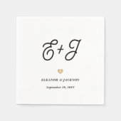 Retro Script Monogram Elegante Minimalistische Huw Servet (Voorkant)