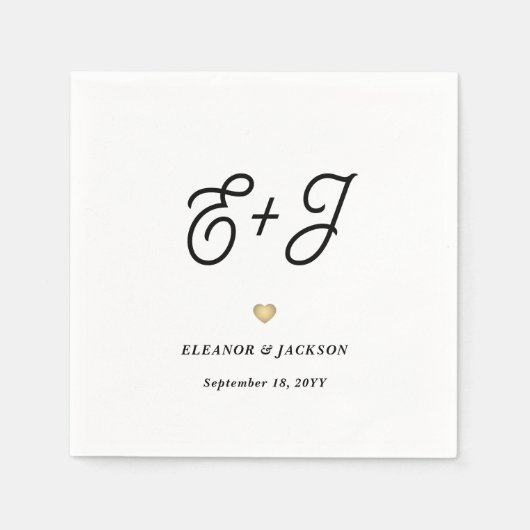 Retro Script Monogram Elegante Minimalistische Huw Servet (Voorkant)