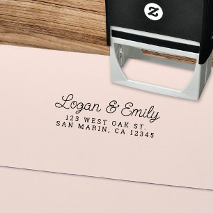 Retro Script naam + Klassiek Type Retouradres Zelfinktende Stempel
