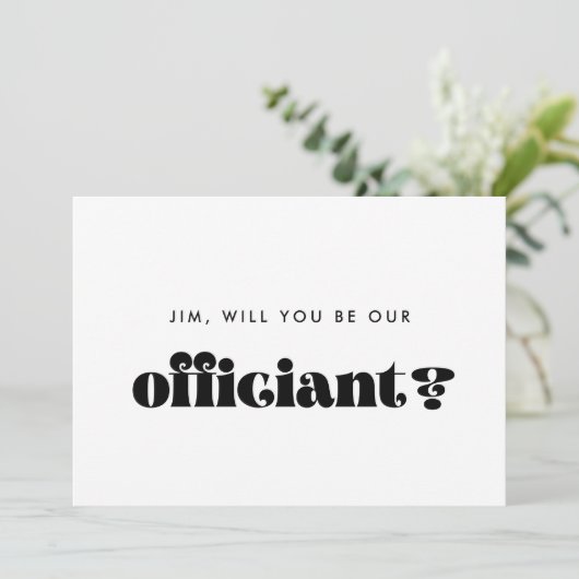 Retro Script Officiant Proposal Kaart (Staand voorkant)