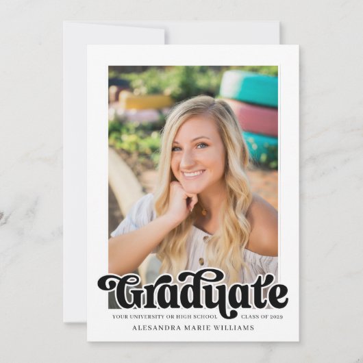 Retro Script Photo-Afstuderen Aankondiging (Voorkant)