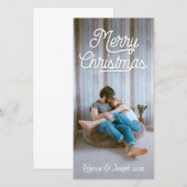 Retro Script Prettig Kerstmis Foto (Voorkant / Achterkant)