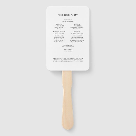 Retro Script Programma & Trouwfeest Handwaaier (Achterkant)