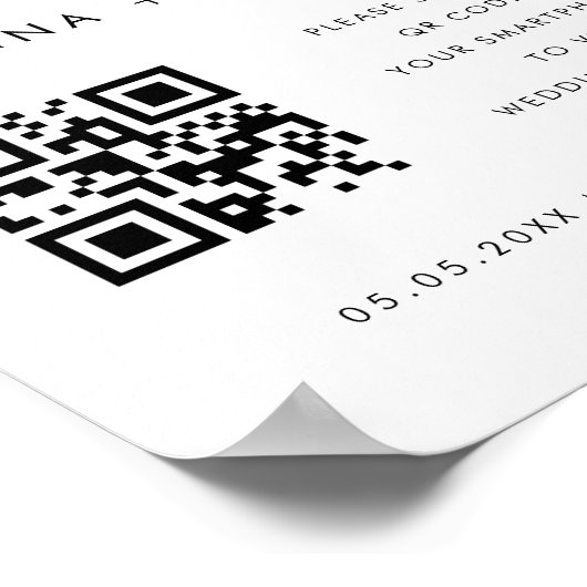 Retro Script QR Code Huwelijksprogramma Welkomstbo Poster (Hoek)