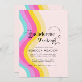 Retro Script Rainbow kleurrijke bachelorette party Kaart (Voorkant / Achterkant)