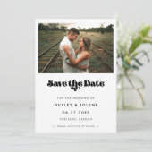  retro script Sla de datumfoto op Save The Date (Staand voorkant)