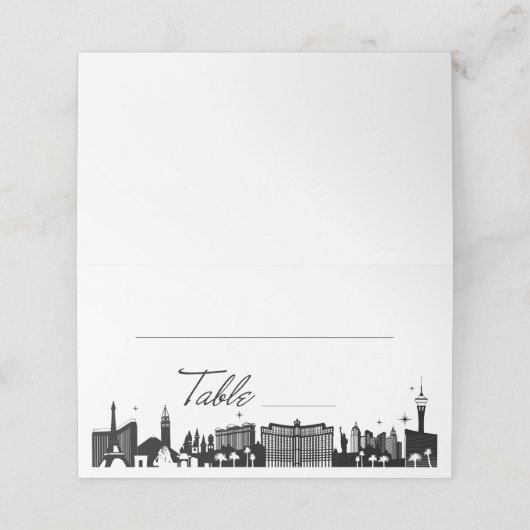 Retro Script Table Las Vegas Skyline (Buitenkant ongevouwen)