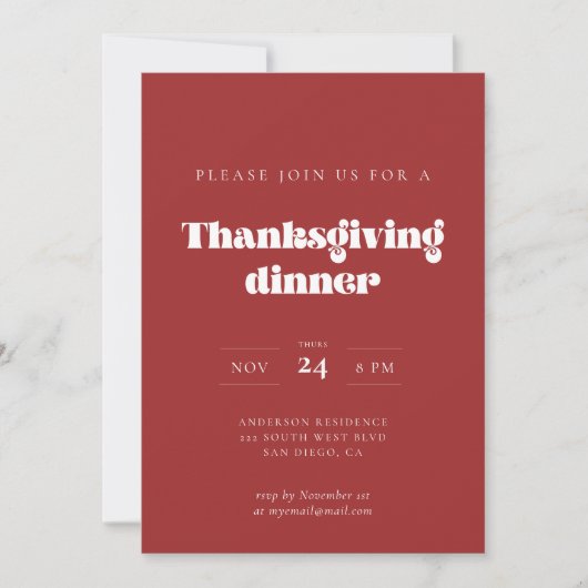 Retro script Thanksgiving diner Kaart (Voorkant)